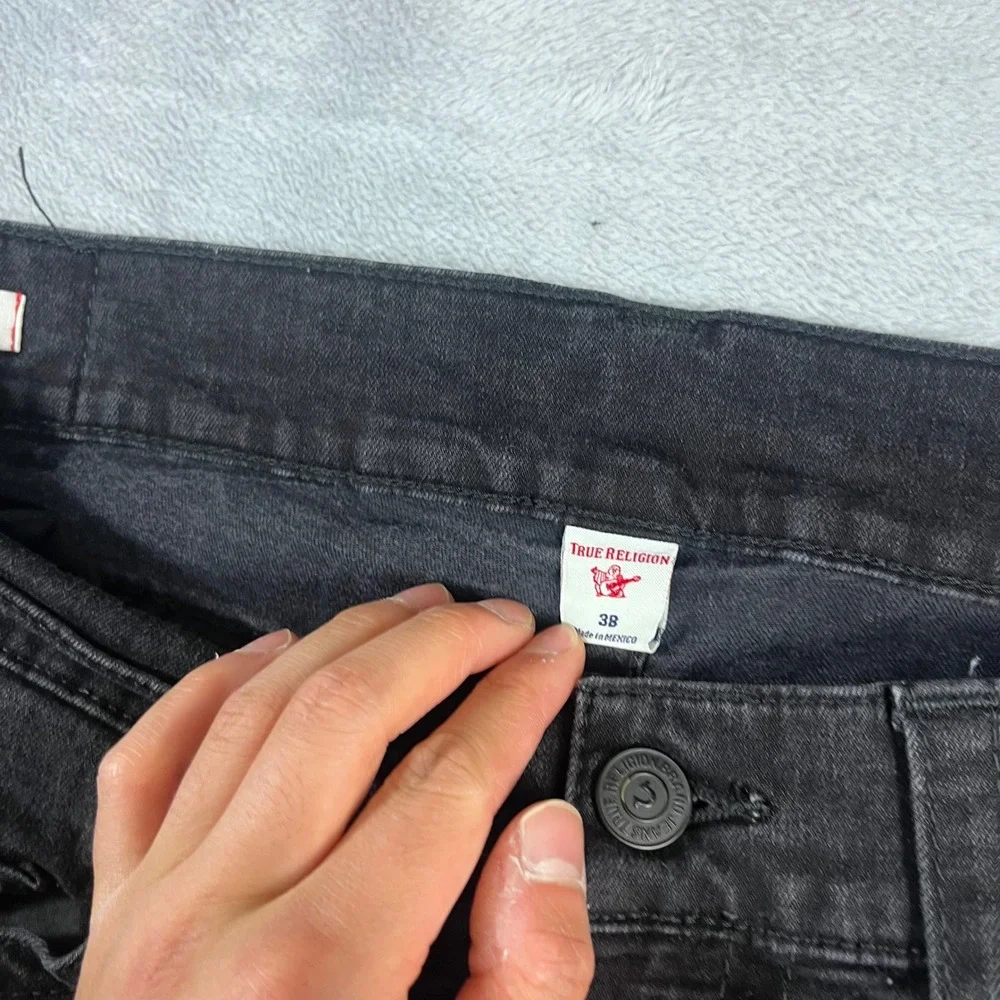 True Religion Geno Relaxed Slim Black Denim Jeans Mens Size 38
